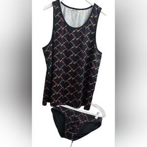 Trina Turk Mr Turk Parker Hurley 2 Piece Men Swimwear Black & Pink-Size M & S